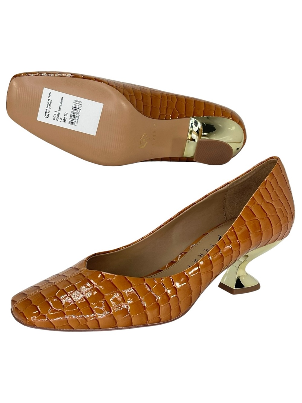 Katy Perry Laterr Tan Faux Leather Womens Heels Size 7.5M - Picture 9 of 10
